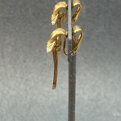 Clip On Earrings As Is Gold Neck Tie Ribbon Silver Rhinestone Hinged Retro Bling