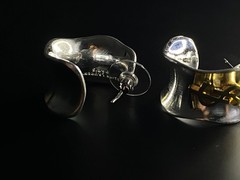 Vintage Yves Saint Laurent Two-Tone Sculptural Earrings 3cm