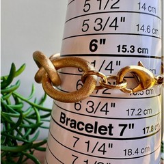 Chunky Matte Gold Tone Link Bracelet | Textured Satin Finish | Signed RL China