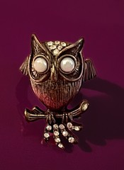 Vintage Mark by Avon Animal Attraction Whimsical Owl Ring Sz 5 Gold Tone Metal