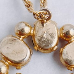 VTG Signed Alice Caviness 14K GF Gemstone Circle Pendant Necklace 1950s, 1960s