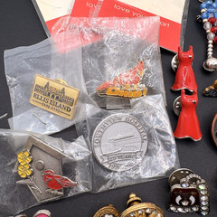 Vintage Lot of Lapel Pins Brooches Flags Enamel Rhinestones Assorted Unsigned