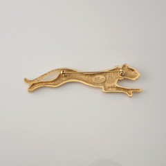 Jackie Collins Matte Gold Tone Rhinestone Panther Pin Brooch Clip Earring Set
