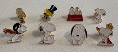 (Set Of 8) Snoopy Peanuts Brooch With Butterfly Clutch Metal Pin Back