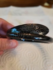 Antiqe Victorian buffalo carved enameled snake bracelet, estate