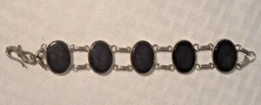 5 Stone Silver and Black Bracelet 7 1/4″
