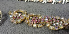 5 Aurora Borealis Rhinestone Art Bracelet Earrings Vintage Jewelry Lot