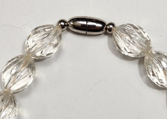 Vtg Graduated Glass Swirl Beads Rhinestone Spacers Silvertone Art Deco Beauty