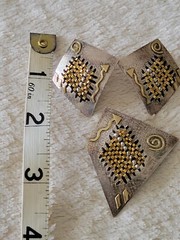 VTG SHARON M. DONOVAN MICHIGAN EARRINGS & PIN 14KT GOLD STERLING AWESOME DESIGN