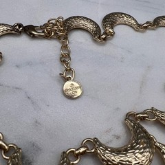 Vintage RJ Graziano Gold Tone Crescent Bib Necklace Runway Statement Hammered 20