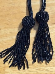 Handmade black glass bead rope necklace belt (a la YSL style) vintage early 90s
