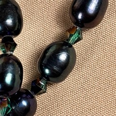 Dyed Peacock Blue Green Freshwater Pearl Necklace Iridescent Cultured Vintage C5