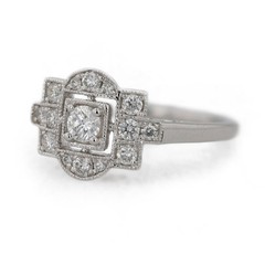 Vintage Art Deco Lab Created Diamond Wedding 925 Sterling Silver Ring For Her