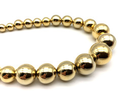 Vintage H Signed Bright GoldTone Metal Ball Beads Graduated Choker 14″ Necklace
