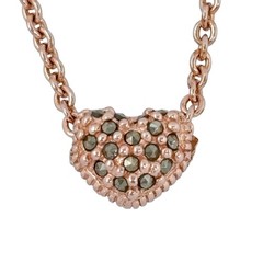 Reservable Rose Gold-Tone Sterling Silver 925 Pavé CZ Heart Pendant Necklace 16″