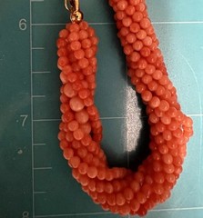 VTG Twist Multi Strand 2.5mm&3.5mm Small Pink Salmon Coral Beaded Necklace *Read
