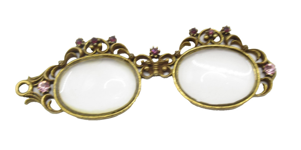 Magnifying Glass Plastic Eye Glasses Pendant Vintage Rhinestones