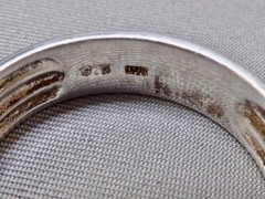 VINTAGE STAMPED 10K YG & STERLING SILVER FLUER DES LIS BAND RING SIZE 9.75 RING