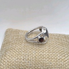 Handcrafted 925 Sterling Silver Red Garnet Modernist Ring Size 6.5