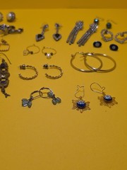 22 Pairs MCM Retro Vintage Fun Pierced Earrings Rhinestones Faux Pearls Beaded