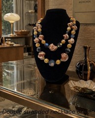 Vintage Signed W Germany Double Strand Lucite AB Bead Necklace 20” MCM