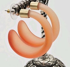 Orange Hoop Earrings Matte Lucite Frosted Orange Premier Design 1.25 in