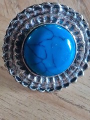 Vintage southwestern style /boho faux turquoise adjustable ring.