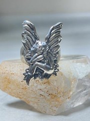 Fairy ring lady wings band sterling silver women girls