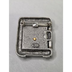 JJ Safe Door Opens Pewter Brooch Gold Tone Money Bag Inside