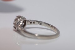 Antique Circa 1920s Art Deco 18k Gold Natural Old Cut Diamond Solitaire Ring