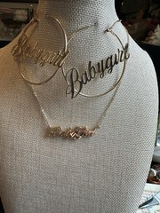 Vintage Baby Girl 17” Necklace and 2.5” Earrings Gold Tone 2 Pieces Set