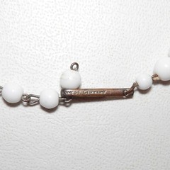 White Milk Glass Beaded Necklace 15.5in Vintage West Germany Hand Polished Beads