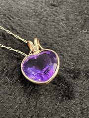 Vintage 14k Yellow Gold Dainty 16” w/Amethyst Heart Pendant 1.1.g