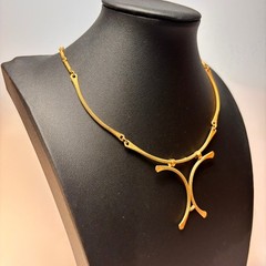 Necklace Gold Vintage Sarah Coventry Textured Segmented Chain Removable Pendant
