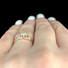 Vintage Old European Cut Diamond 14k Yellow Gold Ring by Lander Bros Engagement