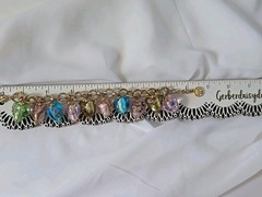 Graziano Art Glass Hearts Charm Bracelet Pink Green Blue 8-9″ Gold Plated