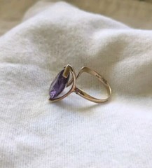 Vtg 14K Gold Pear Shaped Color Change Sapphire 14.5ct Sz 8 Cocktail Ring