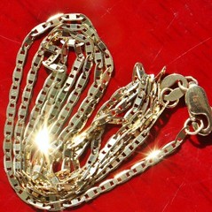 10k yellow gold necklace 18.0″ diamond cut mariner link chain vintage 1.6gr