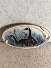 P. Buckley Moss 1992 Geese Pin Brooch #6213 Membership Anna Perenna Porcelain