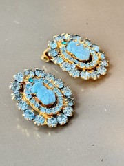 Vintage Verified JULIANA D&E Robins Egg Blue Cameo Brooch & Earring Set