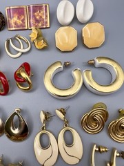 Vintage 1980s Pierced Earring Lot Gold Tone 45 Pairs Monet Trifari