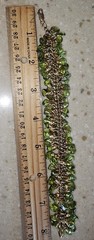 Vintage Mid Century Natural Peridot Chip Fringe Bracelet & Earrings Set