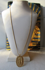 Vtg D’Orlan Bijoux Goldtone Eqyptian Revival Necklace Cartouche Hieroglyphics