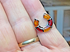 100% Genuine Baltic Natural Amber Ring Size 6 Honey Cherry Colors Shoe Style 老琥珀