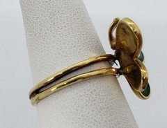 14k Yellow Gold White Green Enamel Butterfly Ring Vintage Size 6.5 R190