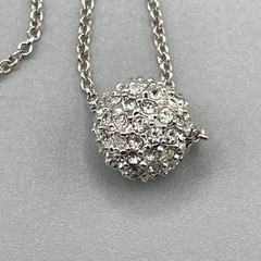 Vintage Monet Signed Pavé Crystal Fireball Silver-Tone 16″-18″ Pendant Necklace