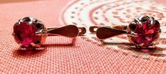 Vintage Corundum Earrings Silver 925 Women’s Jewelry, made in USSR