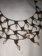 Antique Art Deco Open Sterling flowers teardrop pearls 1920s one of a kind