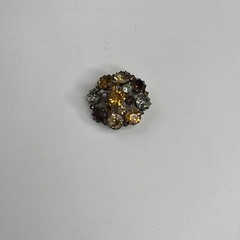 KARU ARKE Inc. Brown Rhinestone Brooch Dome Design Signed Vintage Jewelry