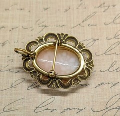 Vtg Carved Shell Cameo Pendant Gold Filled Left Facing Lady Brooch Pendant